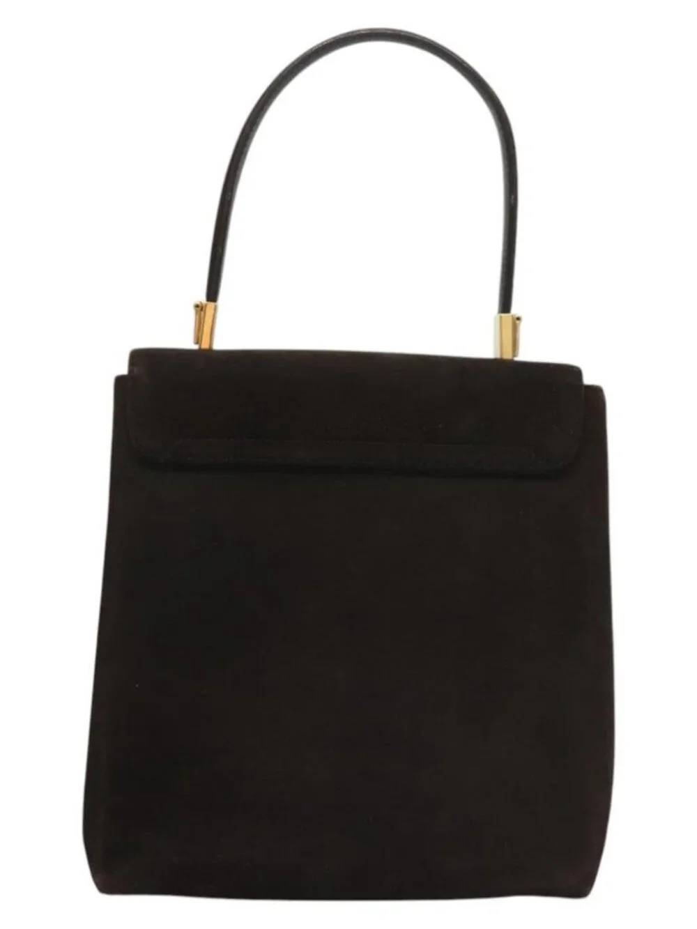 Salvatore Ferragamo Gancini Hand Bag Suede 2way Black Gold Auth BA2414 - Picture 3 of 16